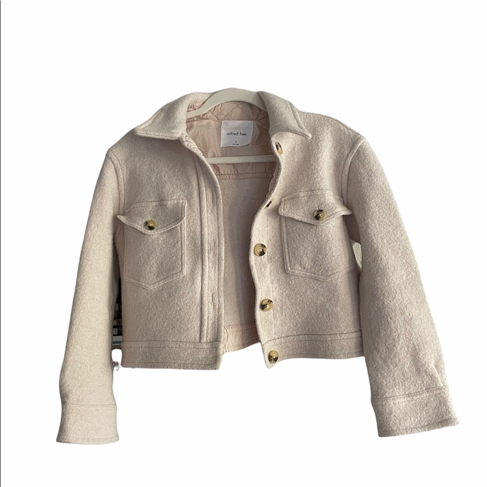 Wilfred Free Ganna Cropped Shirt Jacket in Heather Bone